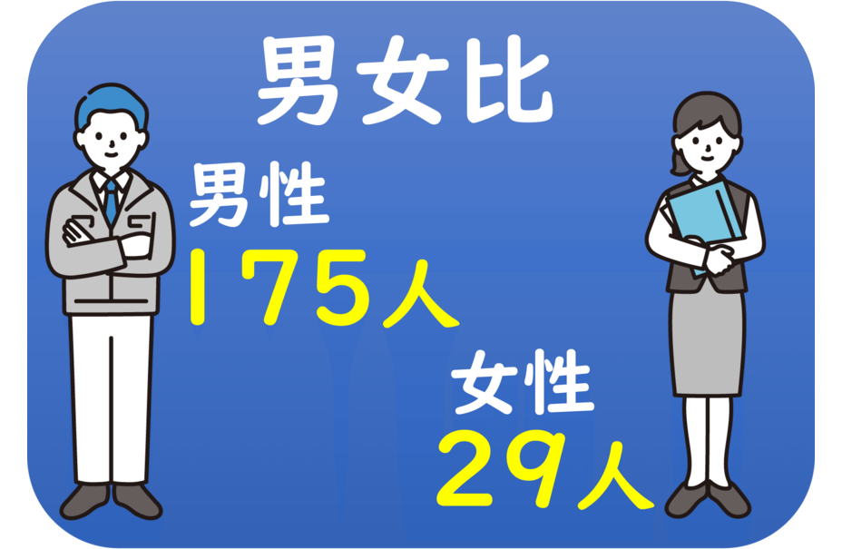 男女比 男性175人 女性29人