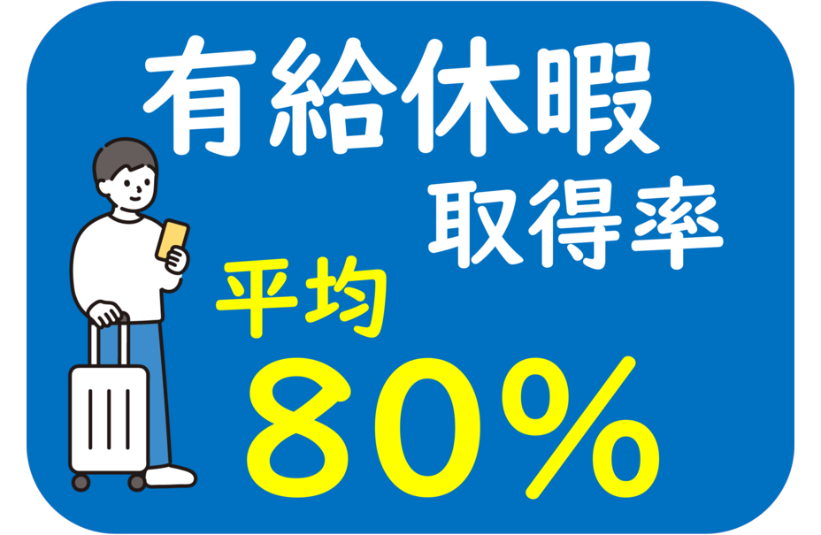 有給休暇取得率 平均80%